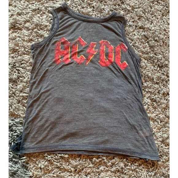Chaser AC DC gray Distressed Graphic rocker Tee Tank Top sz XS S - Picture 1 of 5